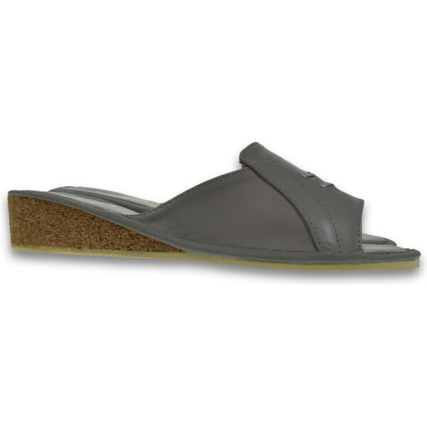 JOHN-C Dámske kožené luxusné sivé korkové papuče DIANA 63773739