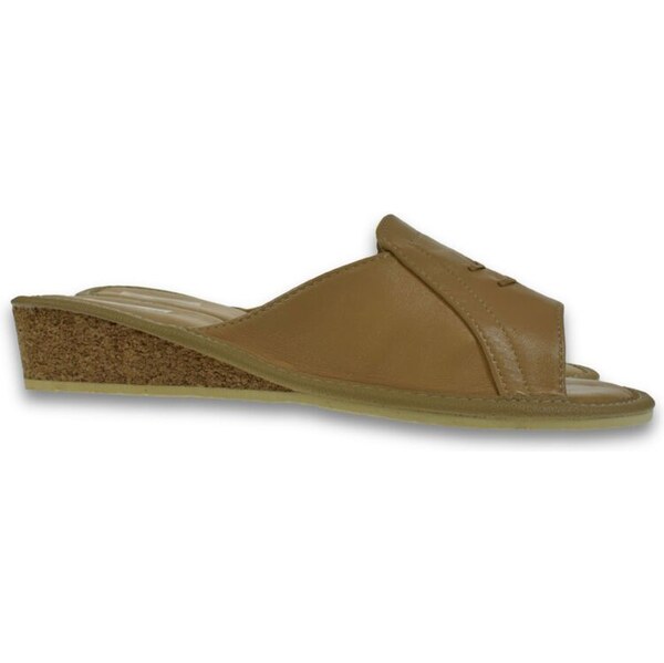 JOHN-C Dámske kožené luxusné korkové hnedé papuče DIANA 63773740