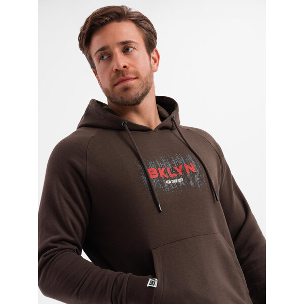 Ombre Mens Classic Printed Kangaroo Sweatshirt - Dark Brown 50555374