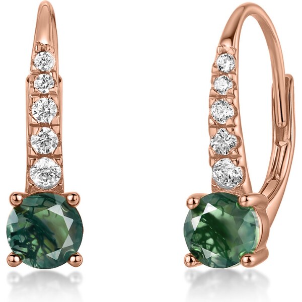 Olivie Strieborné náušnice MECHOVÝ ACHÁT ROSE 9557 64805002