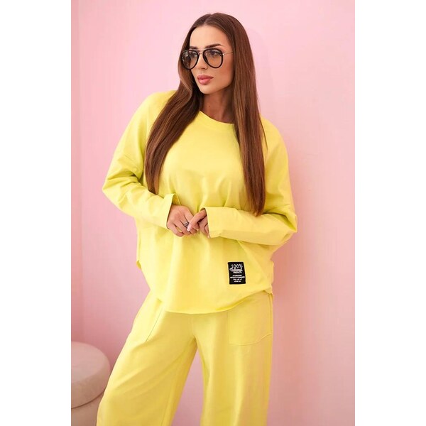 MladaModa 2-dielna bavlnená súprava mikiny a trojštvrťových teplákov 63773907