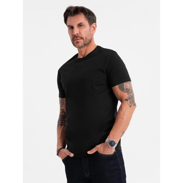 Ombre Clothing Basic čierne bavlnené tričko s okrúhlym výstrihom V1 63774156