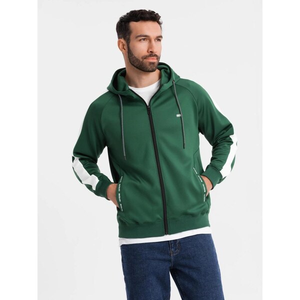 Ombre Clothing Nadčasová zelená mikina s kapucňou V7 EM-SSZP-0210 63774160