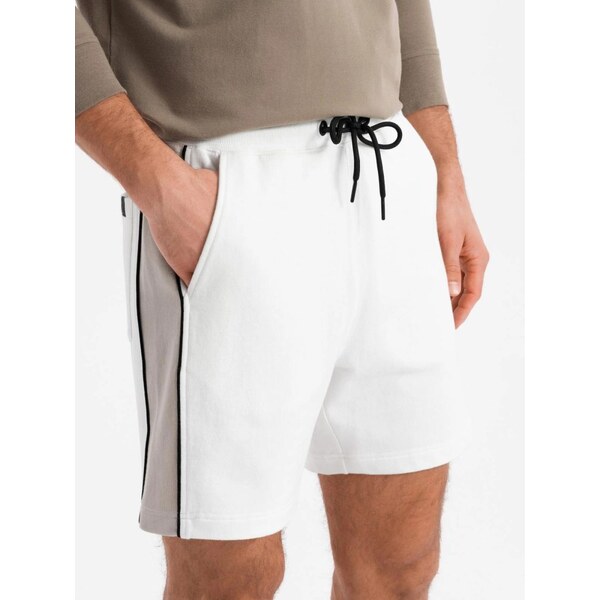 Ombre Clothing Nadčasové biele pánske kraťasy V1 SRSK-0182 63774215