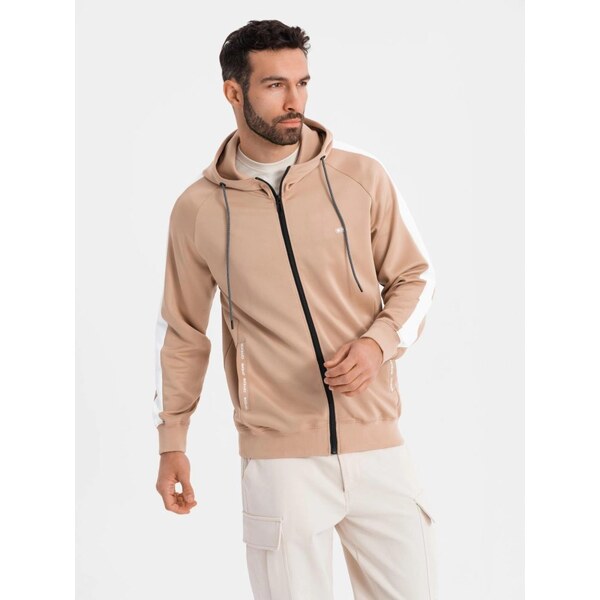 Ombre Clothing Nadčasová béžová mikina s kapucňou V4 EM-SSZP-0210 63777362