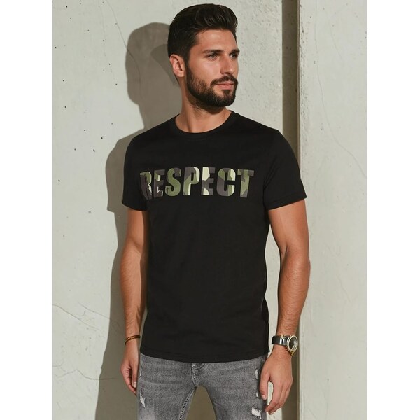 Dstreet Čierne tričko s originálnym nápisom RESPECT 63777372