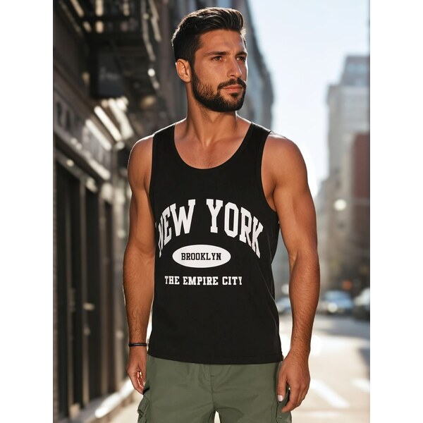 Dstreet Čierne pánske tielko s nápisom NY 63777368