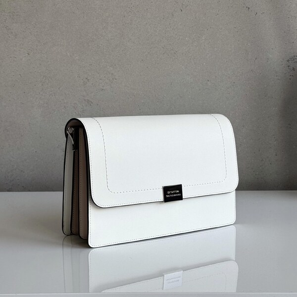 Kožená kabelka CROMIA Dalia biela 63777901