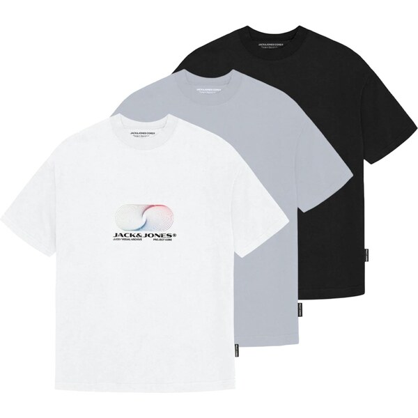 JACK & JONES Tričko JCOCalma sivá / čierna / biela 63780506