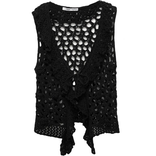 Pull&Bear Pletená vesta čierna 66008116