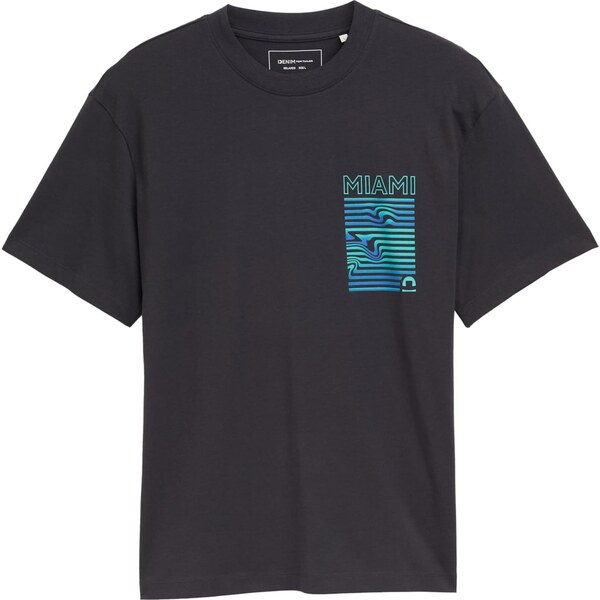 TOM TAILOR DENIM Tričko tyrkysová / azúrová / tmavosivá 63780415