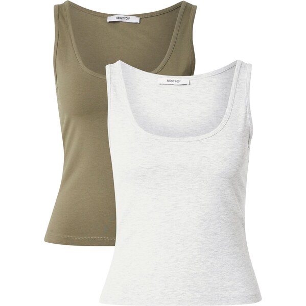 ABOUT YOU Top Pia sivá melírovaná / kaki 64888563