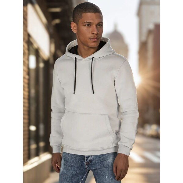 Dstreet Basic pánska šedá mikina s kapucňou 63788209