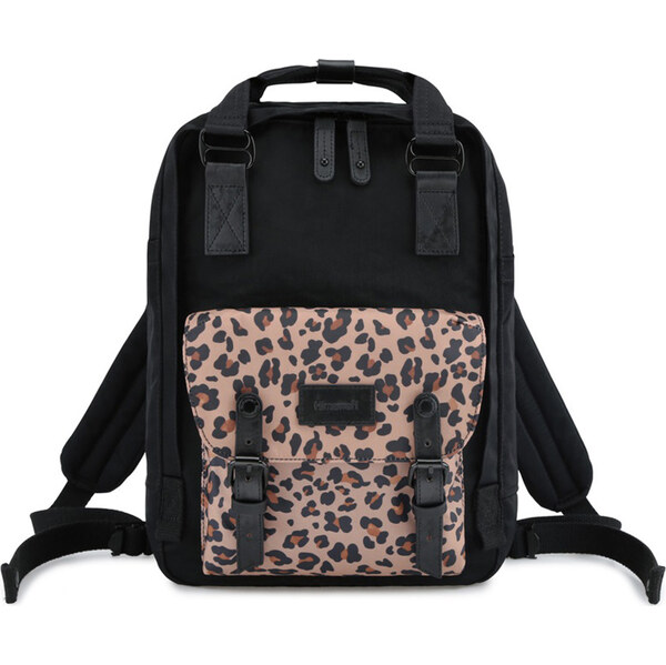 BASIC Himawari Čierny štýlový dámsky batoh s vreckom s leopardím 63790072