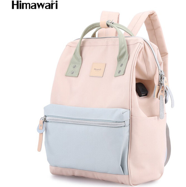 BASIC Pudrovo-modrý priestranný batoh na notebook Himawari s USB 57113239