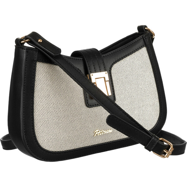 Béžová dámska kožená crossbody taška z prírodnej kože a canvas plátna 63792898