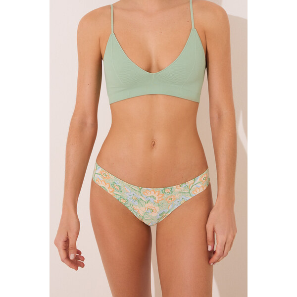 womensecret Klasické zelené vzorované nohavičky z mikrovlákna 63797007