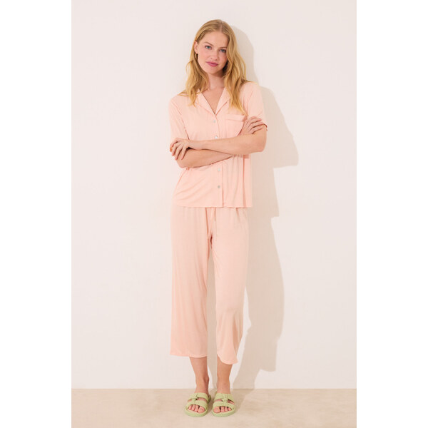 womensecret Klasické oranžové pyžamo z viskózy 63798726