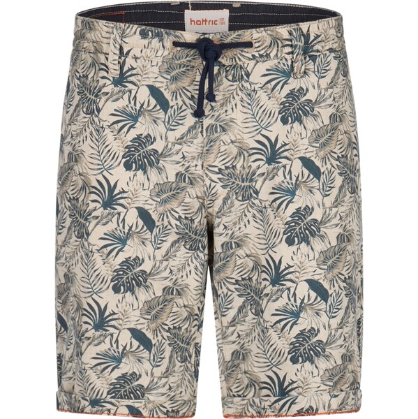 Pánske modré bavlnené kvetované bermudy s ľanom HATTRIC 63800903