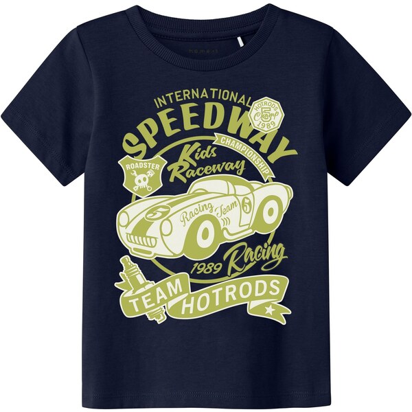 NAME IT Tričko NMMKARLTON tmavomodrá / kiwi / biela ako vlna 63817770