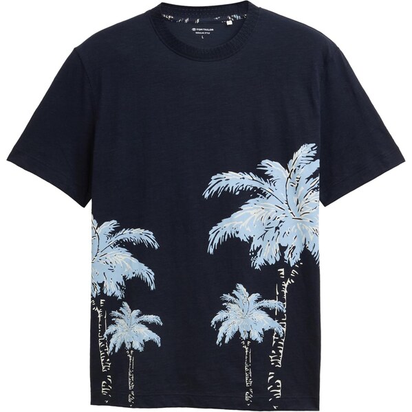 TOM TAILOR Tričko námornícka modrá / modrosivá / biela 63817817