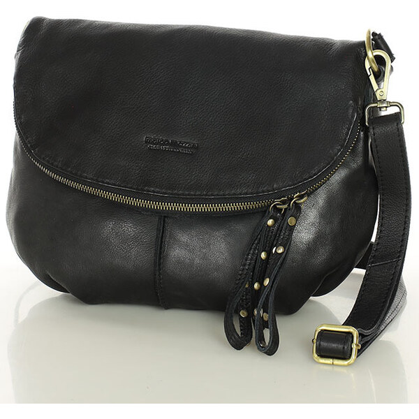 MARCO MAZZINI Kožená kabelka Handmade cez rameno | čierna vs121a 63823976