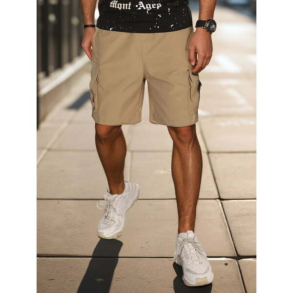 DStreet Pánske kapsáčové kraťasy khaki 64694388