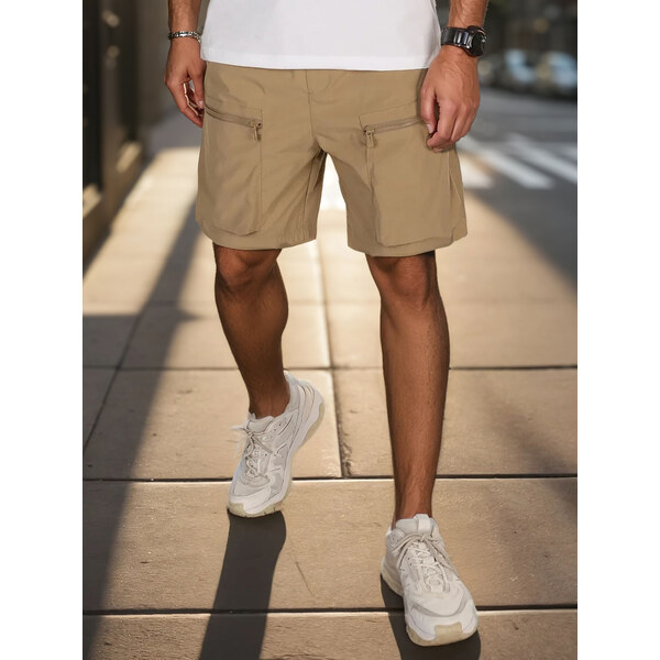 DStreet Pánske khaki kapsáčové kraťasy 64694390