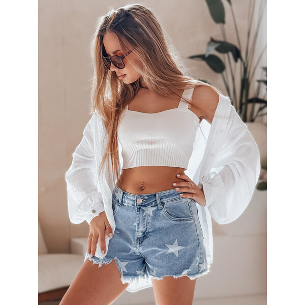 DStreet Dámske rifľové šortky s hviezdami MOONSTAR 64692933