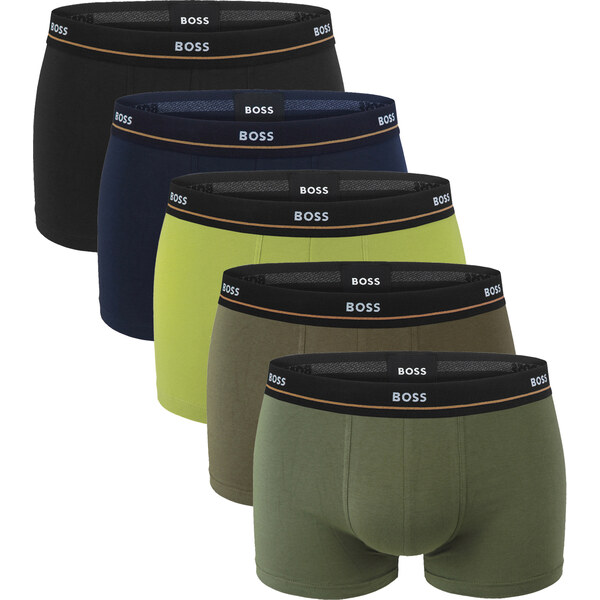 BOSS - boxerky 5PACK essential cotton stretch lime & olive tones 63827768
