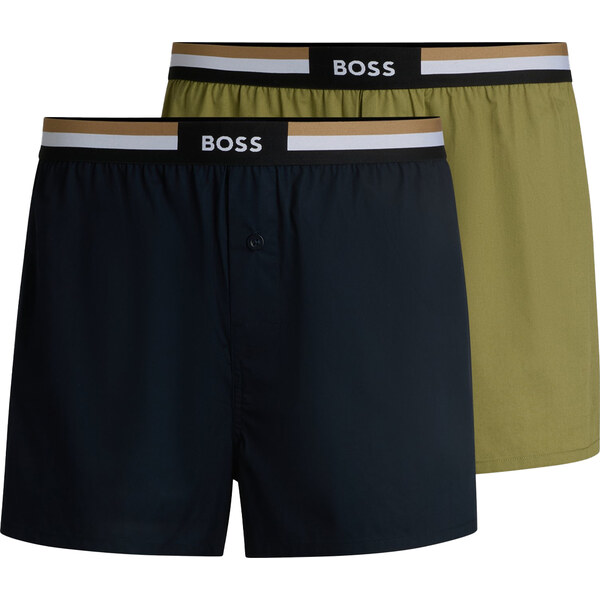 BOSS - trenky 2PACK natural pure cotton dark & green tones 63827782