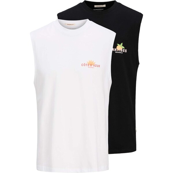 JACK & JONES Tričko JORCANGGU čierna / biela 63834350