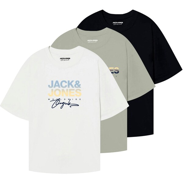 JACK & JONES Tričko JORCANGGU modrosivá / pastelovo zelená / čierna / 63834342