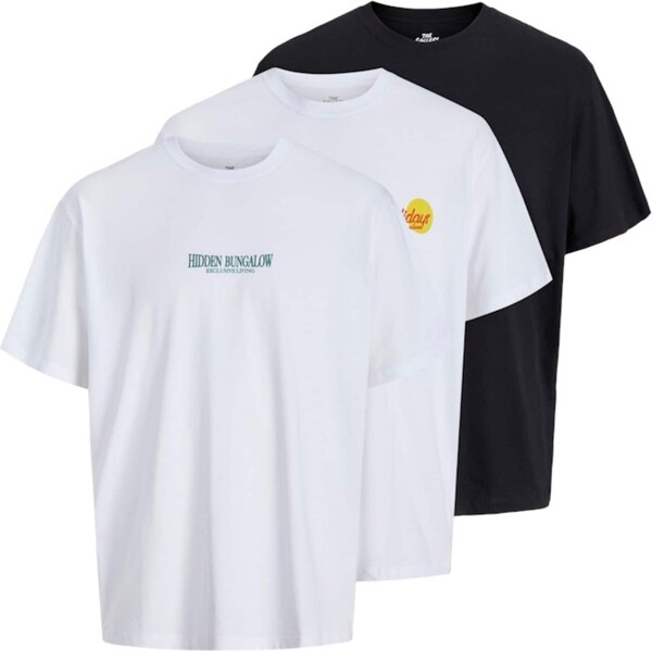 JACK & JONES Tričko JORWOWIE čierna / biela 63834358