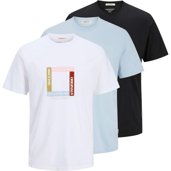 JACK & JONES Tričko pastelovo modrá / čierna / biela 63834363