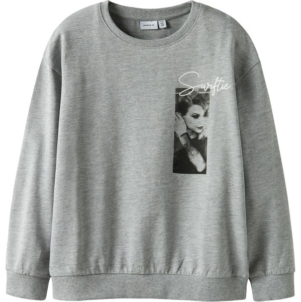 NAME IT Mikina NKFJIXIS sivá melírovaná / čierna / biela 64017919