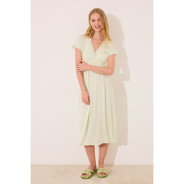 womensecret Midi zelená nočná košeľa z viskózy 63834685