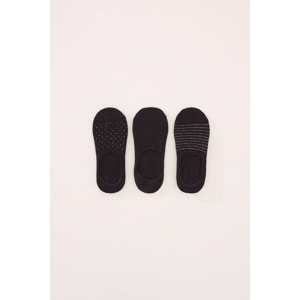 womensecret 3-balenie čiernych bavlnených neviditeľných ponožiek 63834844