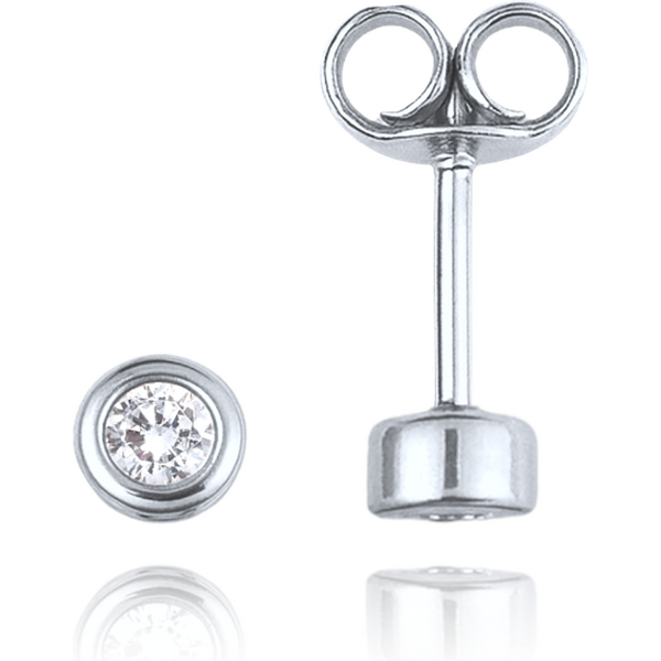 OLIVIE MINET Elegantní zlaté náušnice z bílého zlata s bílými zirkony 64898866