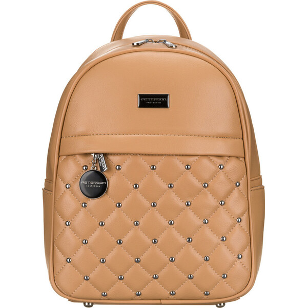 Peterson Módní béžový prošívaný dámský batoh se stříbrným kováním PTN 63850965