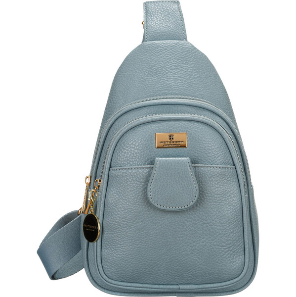 Peterson Modrá malá kapsička z eko kože so zlatými detailmi crossbody 63851230