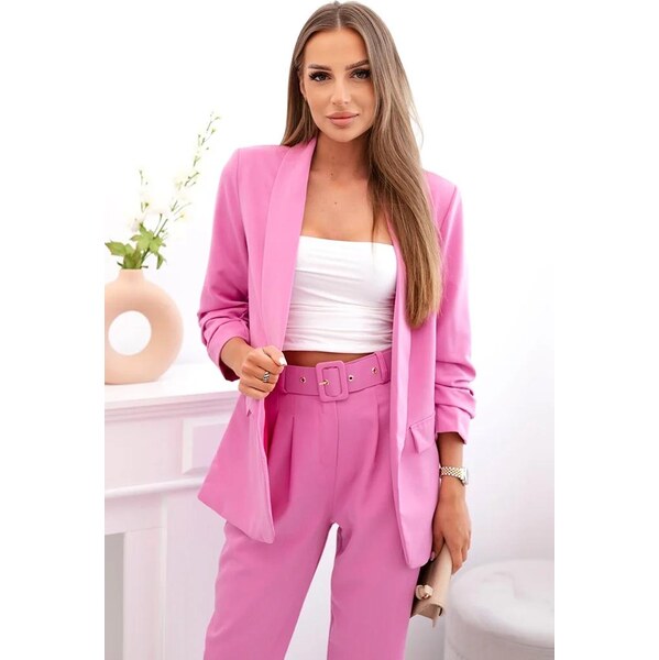 MladaModa Elegantná súprava saka a nohavíc model 80172K ružová 63855793