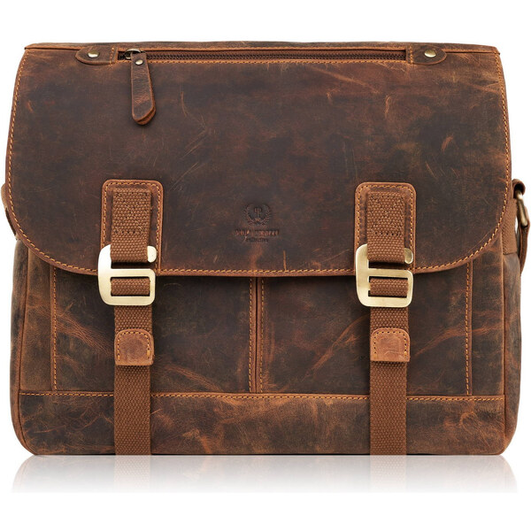 Paolo Peruzzi Pánska veľká kožená taška cez rameno na notebook | hnedá 62797512