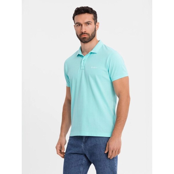 Ombre Clothing Ležérna modrá pánska polokošeľa V2 POSS-0103 63865310