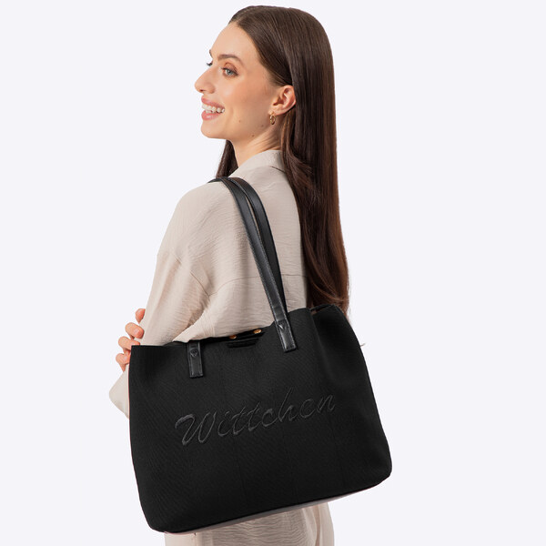 Wittchen Kabelka shopper s prvkami ekokože čierna 100-4Y-400-1 66066459