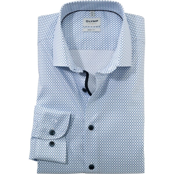 Pánska modrá comfort stretch košeľa s lemom na lége OLYMP body fit 63869963