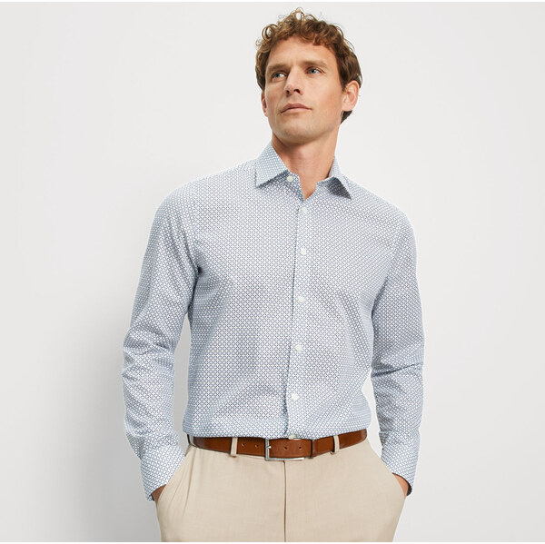 Pánska modrá bavlnená košeľa so vzorom OLYMP body fit predĺžený rukáv 63869968
