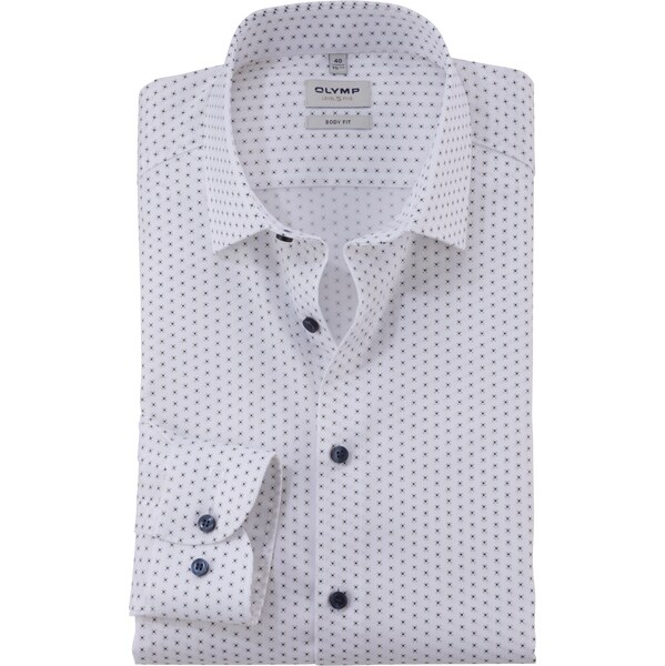 Pánska biela košeľa comfort stretch so vzorom OLYMP body fit 63869969