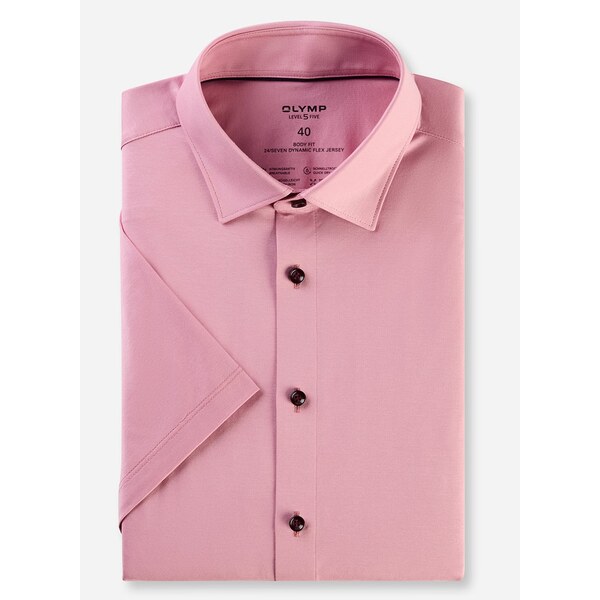 Pánska ružová Flex Jersey košeľa OLYMP body fit krátky rukáv 63869974