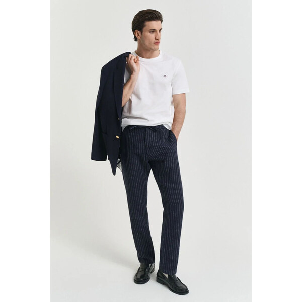 NOHAVICE GANT REL LINEN PINSTRIPE DS PANTS DARKENED NAVY 63426133